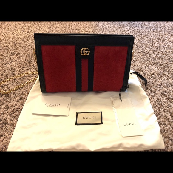 Gucci Handbags - Gucci Ophidia Suede and Leather Shoulder Bag